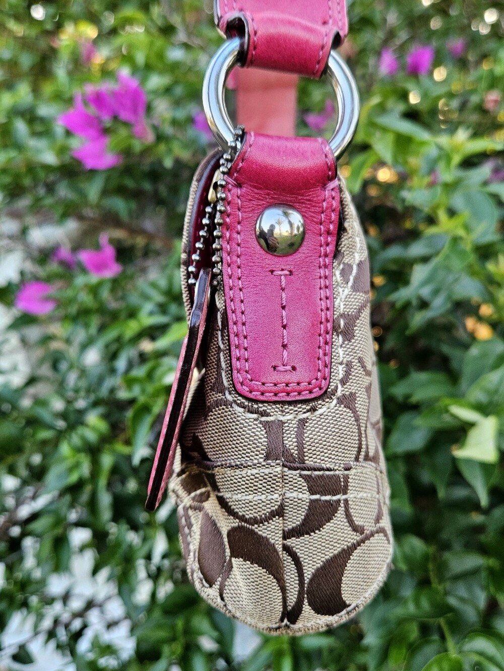 Coach Soho Mini Flap Bag 11860 Pink Fuchsia Signature Canvas Y2K Buckle - Picture 3 of 14